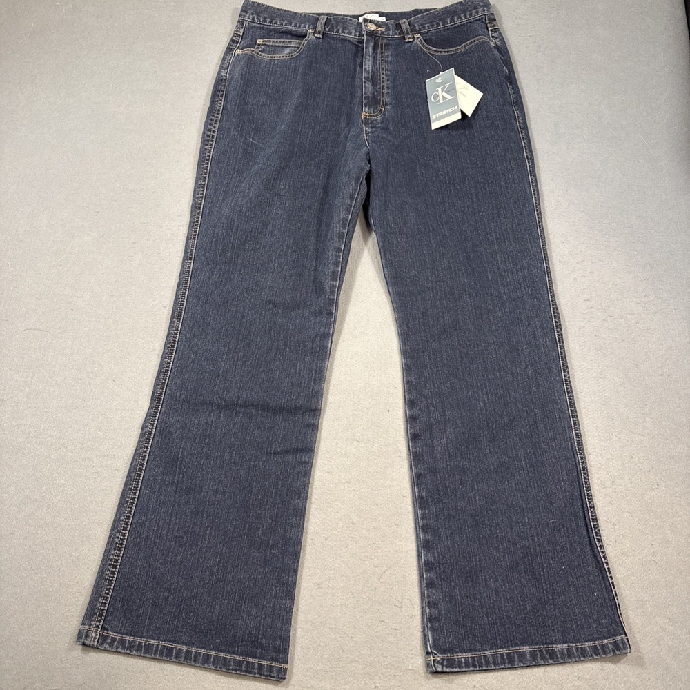Calvin Klein Super High Rise Boot Cut Jeans 14 / 30 Stretch DARK WASH NWT